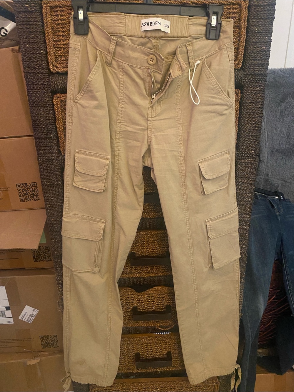 Love Tan Cargo Pants with Multiple Utility Pockets